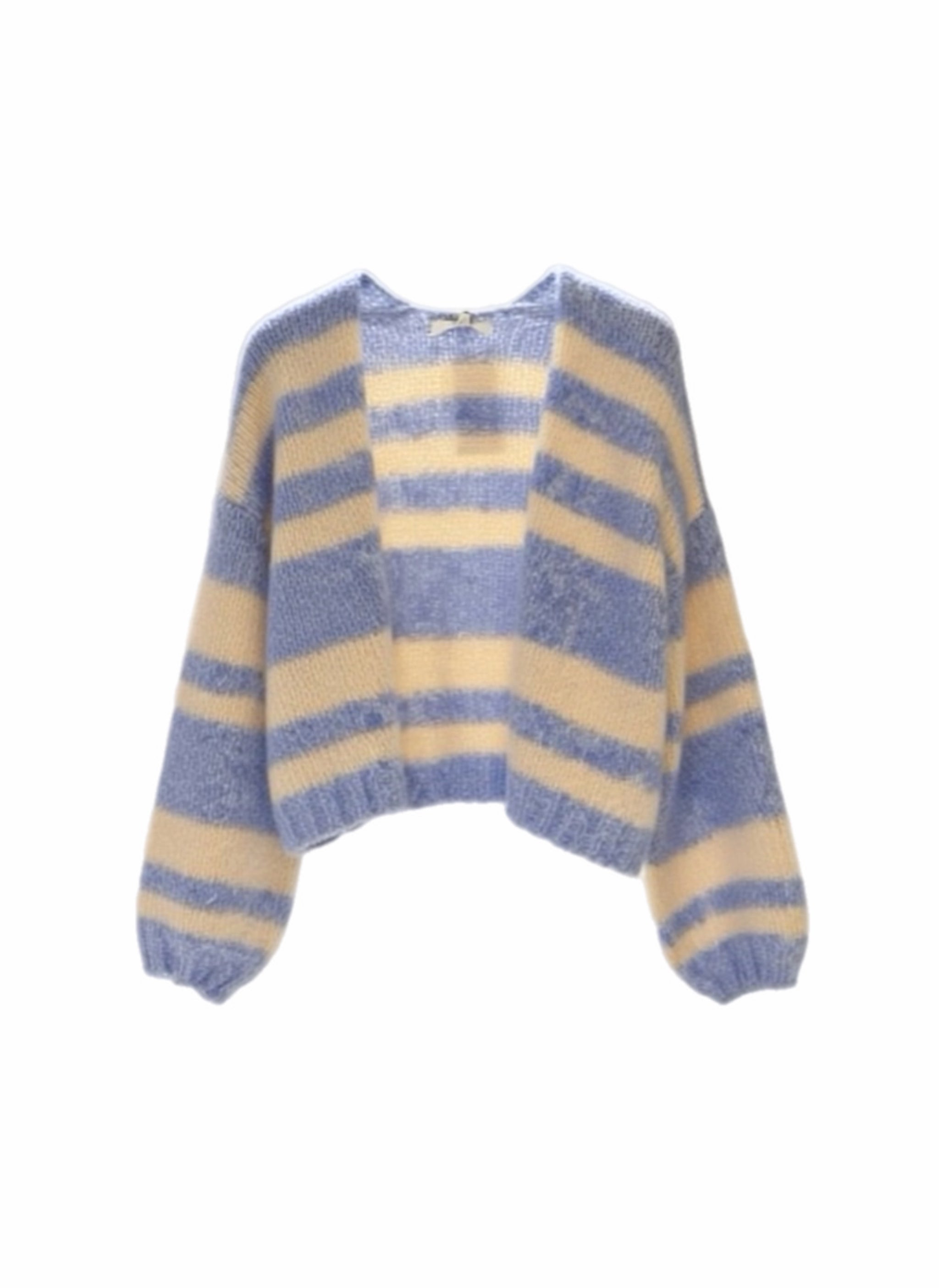 Soft Stripe Open Front Cardigan