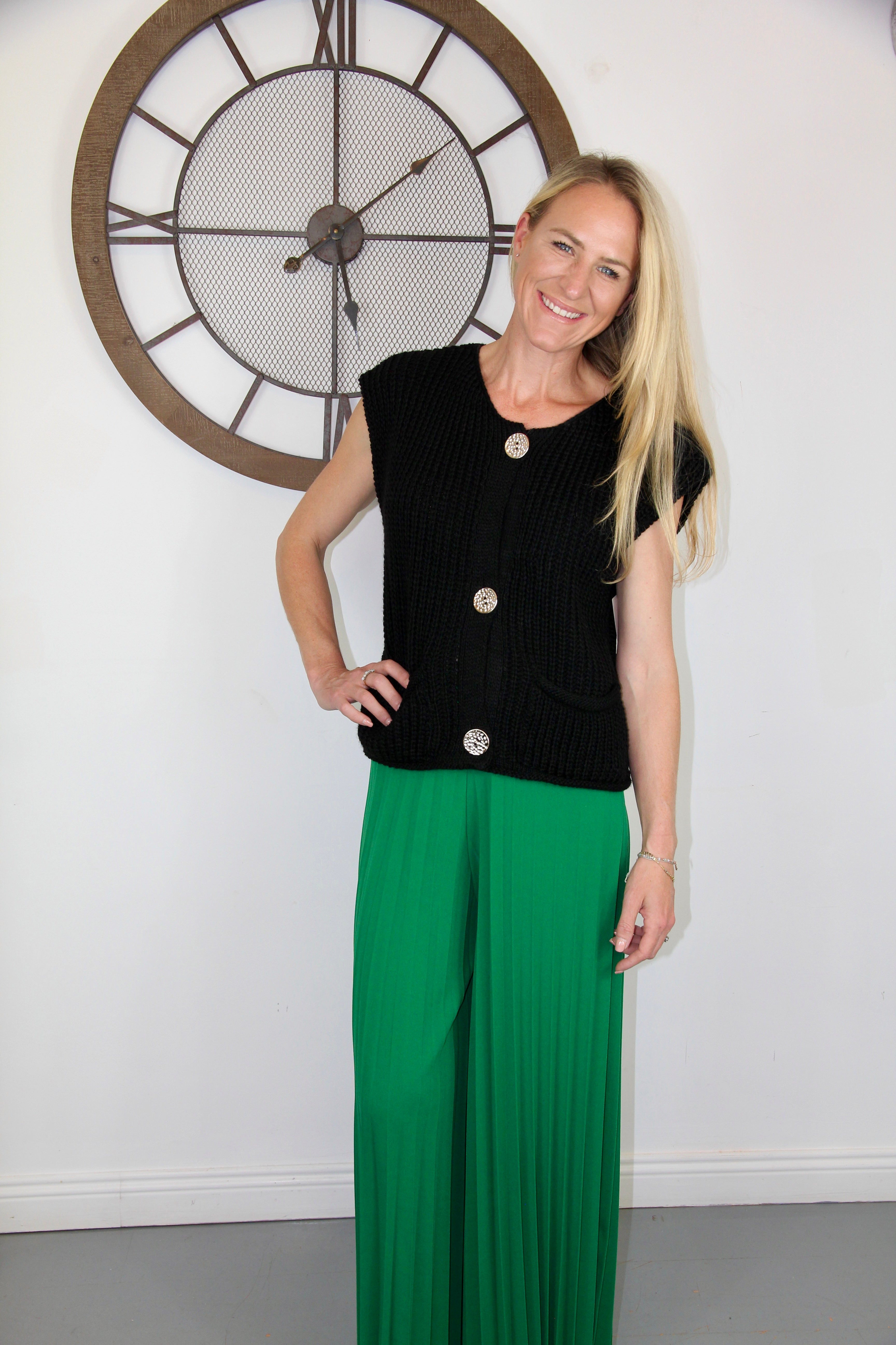 Pleated Wide Leg Trousers