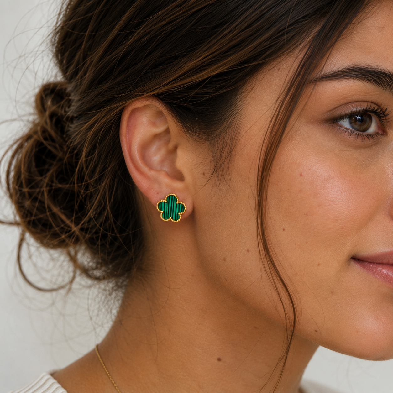 Amara Green Earrings | 18ct Gold Stud Earrings