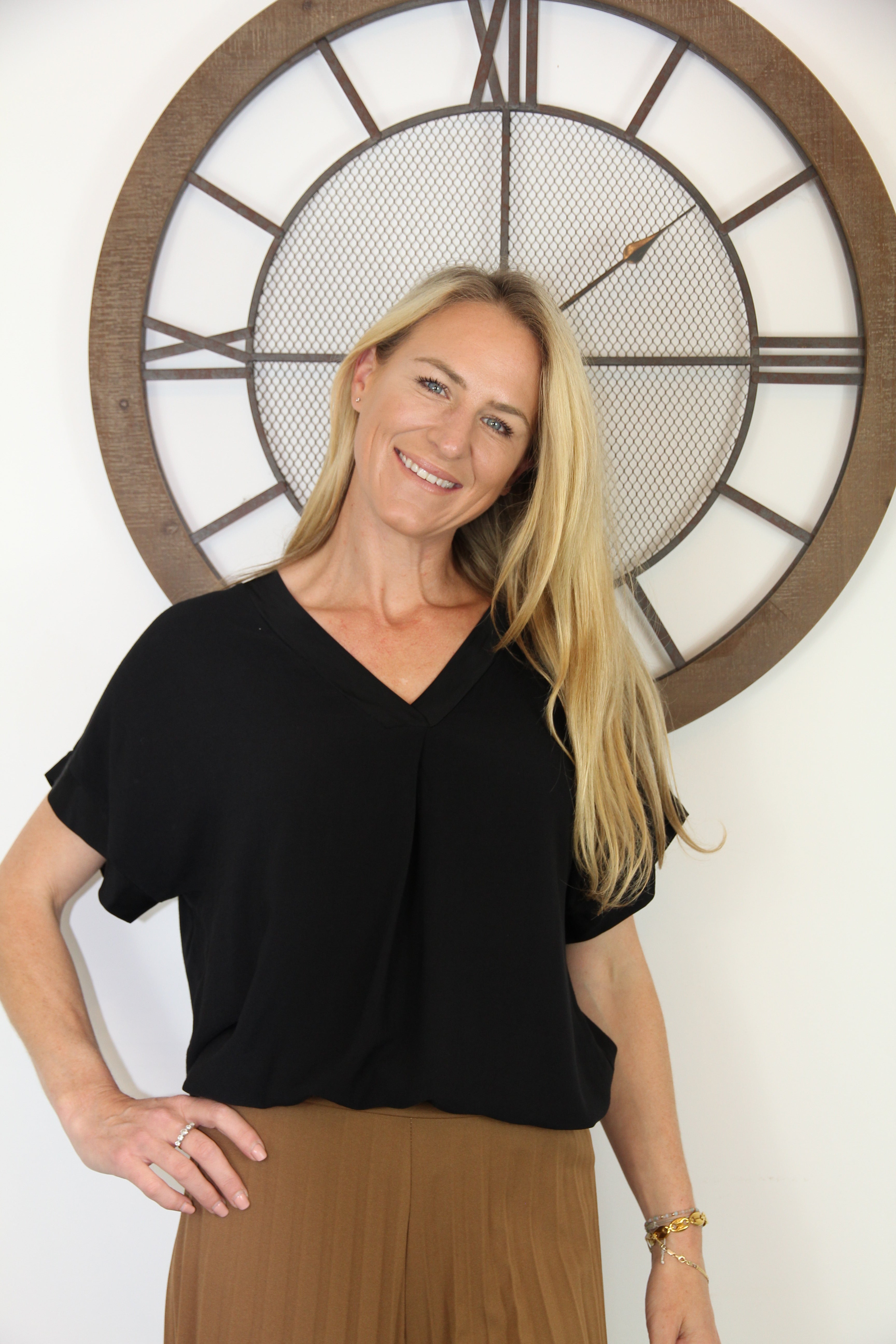 V-Neck Satin Trim Top