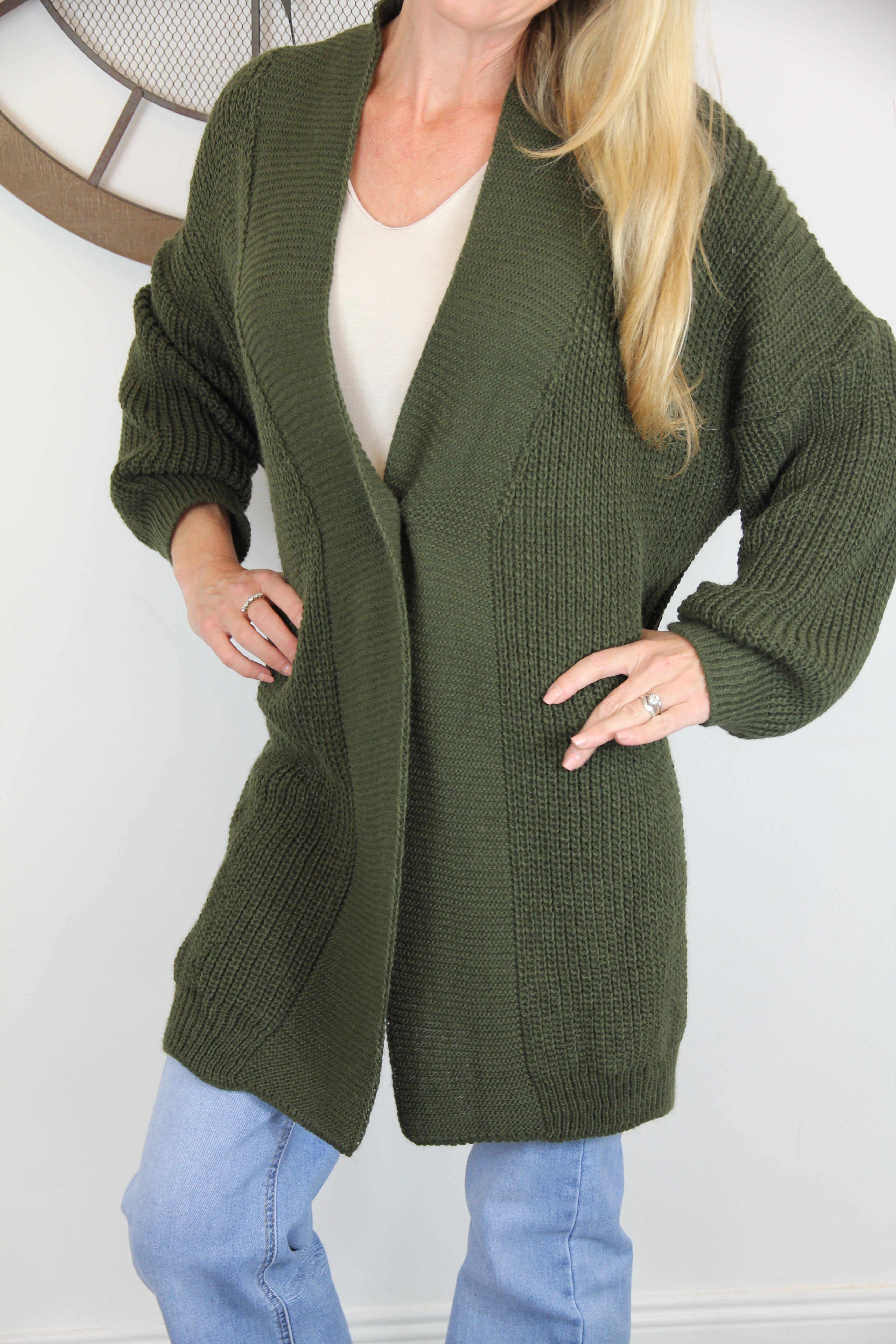 Long Knit button Cardigan