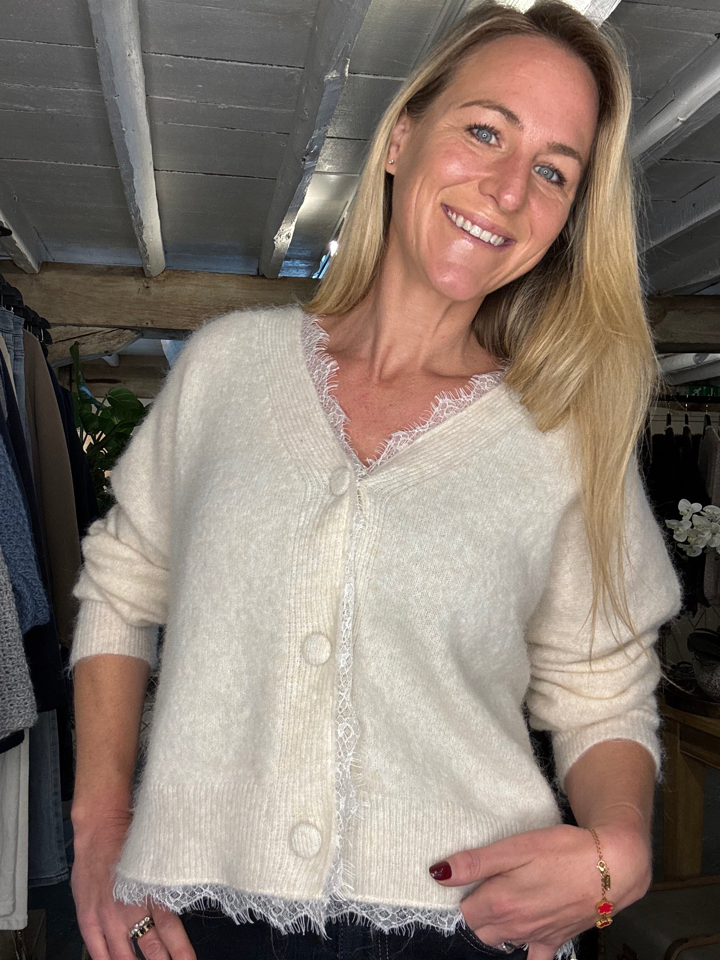 The Avignon Lace-Trim Cardigan