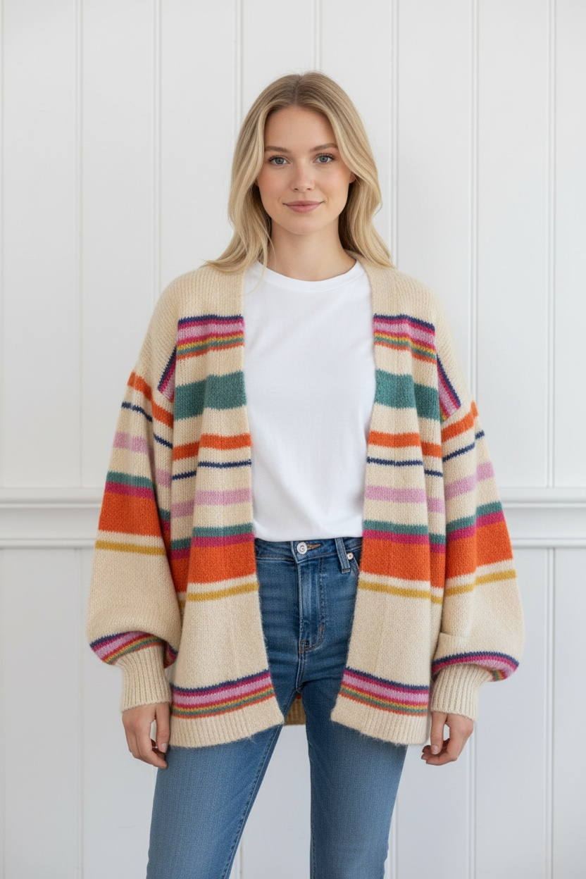 Multi Stripe Knit Cardigan