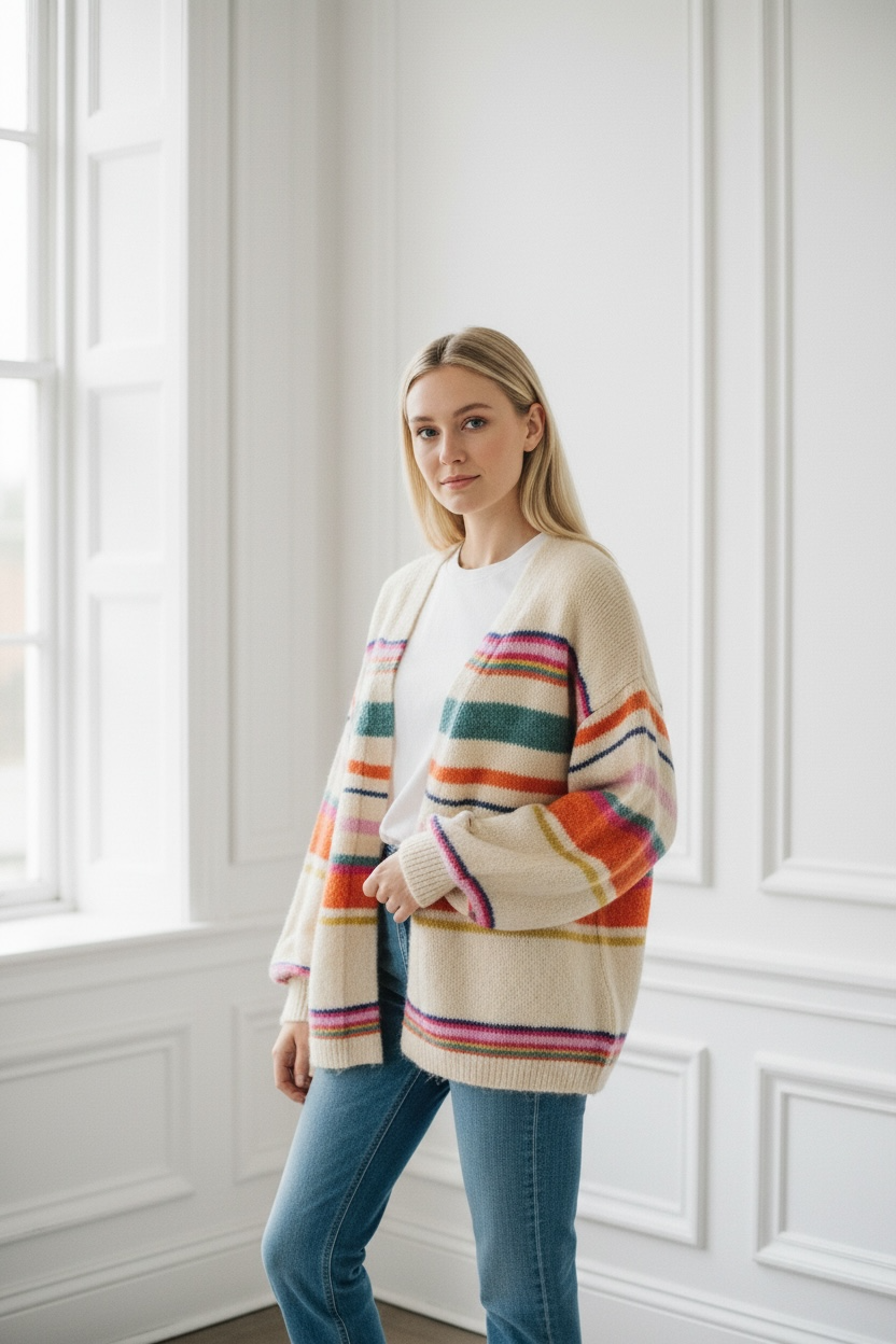 Multi Stripe Knit Cardigan