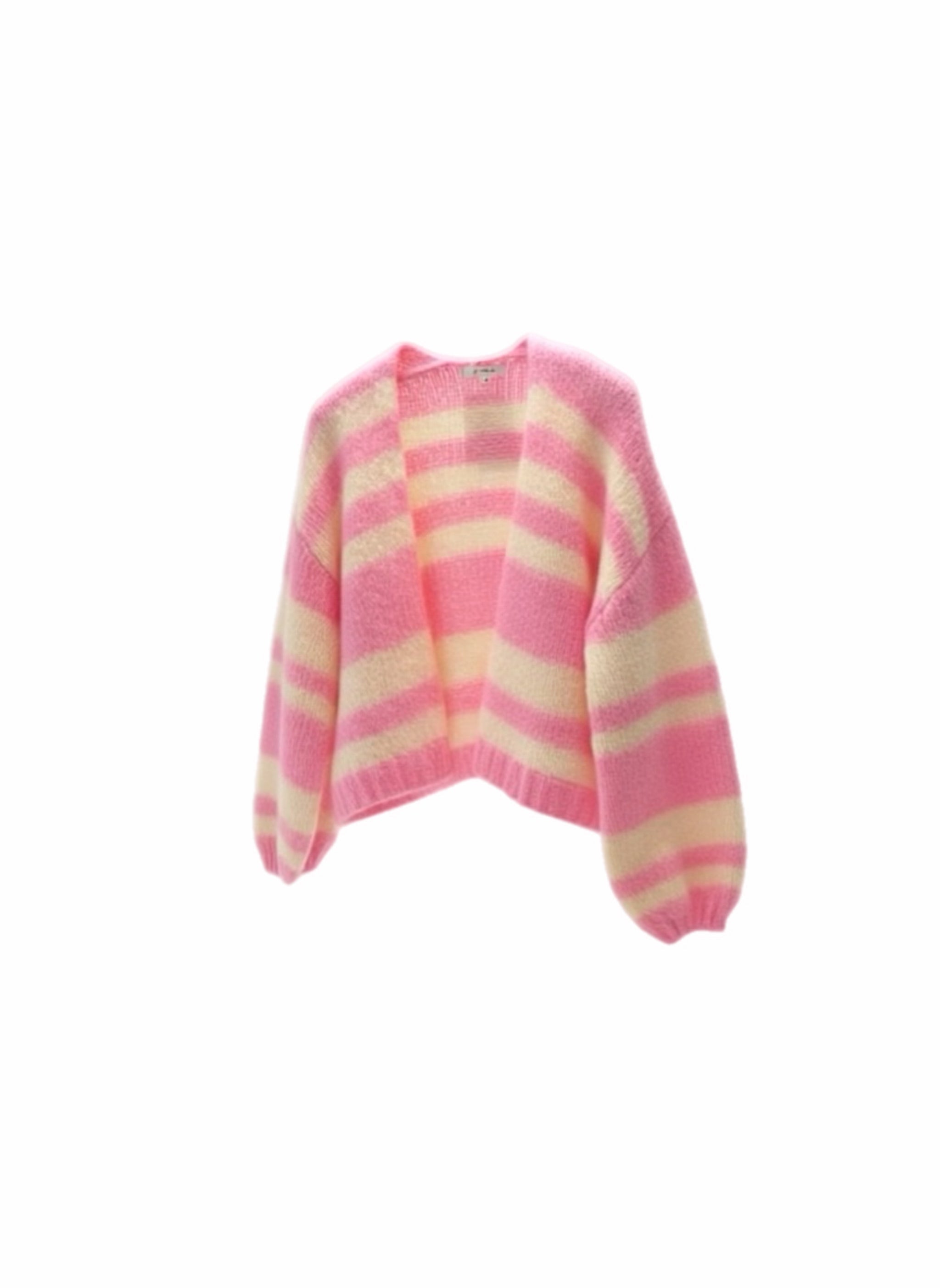 Soft Stripe Open Front Cardigan