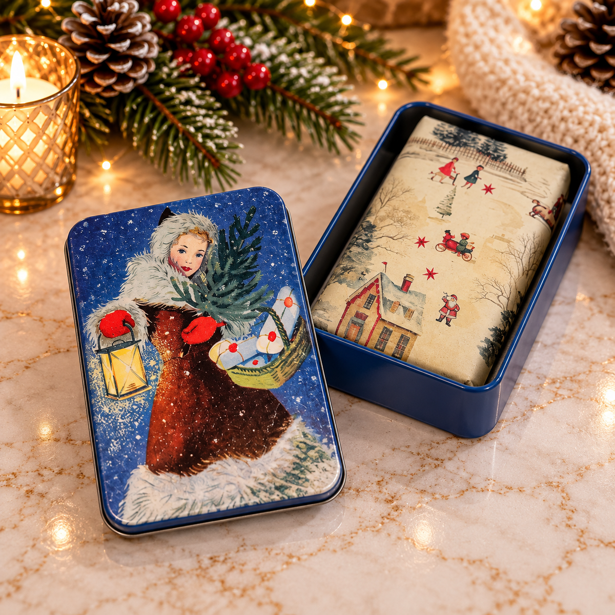 Vintage Holiday Spice Christmas Soap in a Tin – 150g