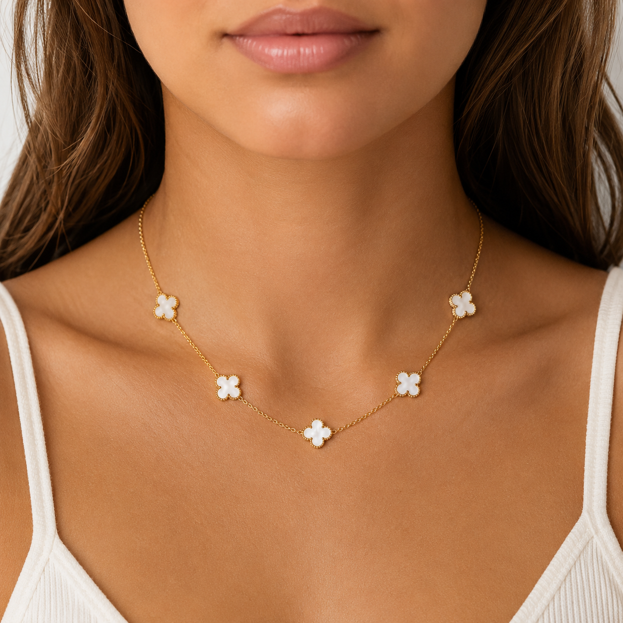 Amara White Necklace | 18ct Gold Plated Necklace