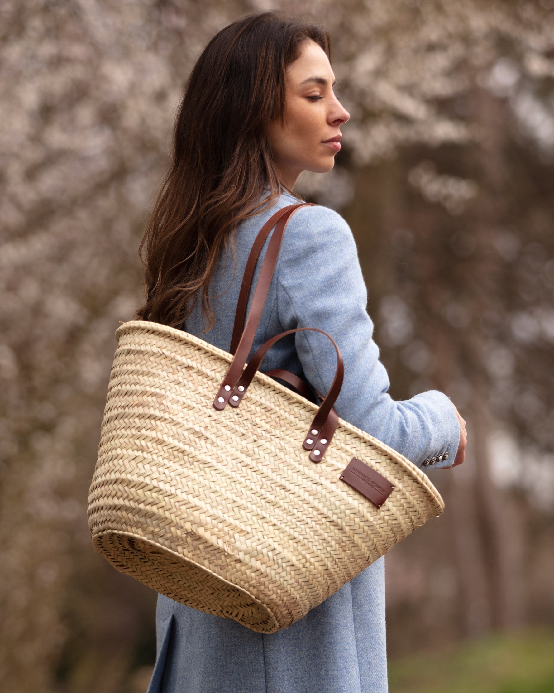 Double strap Basket Bag Straw Basket Bag Henrietta Spencer Tote