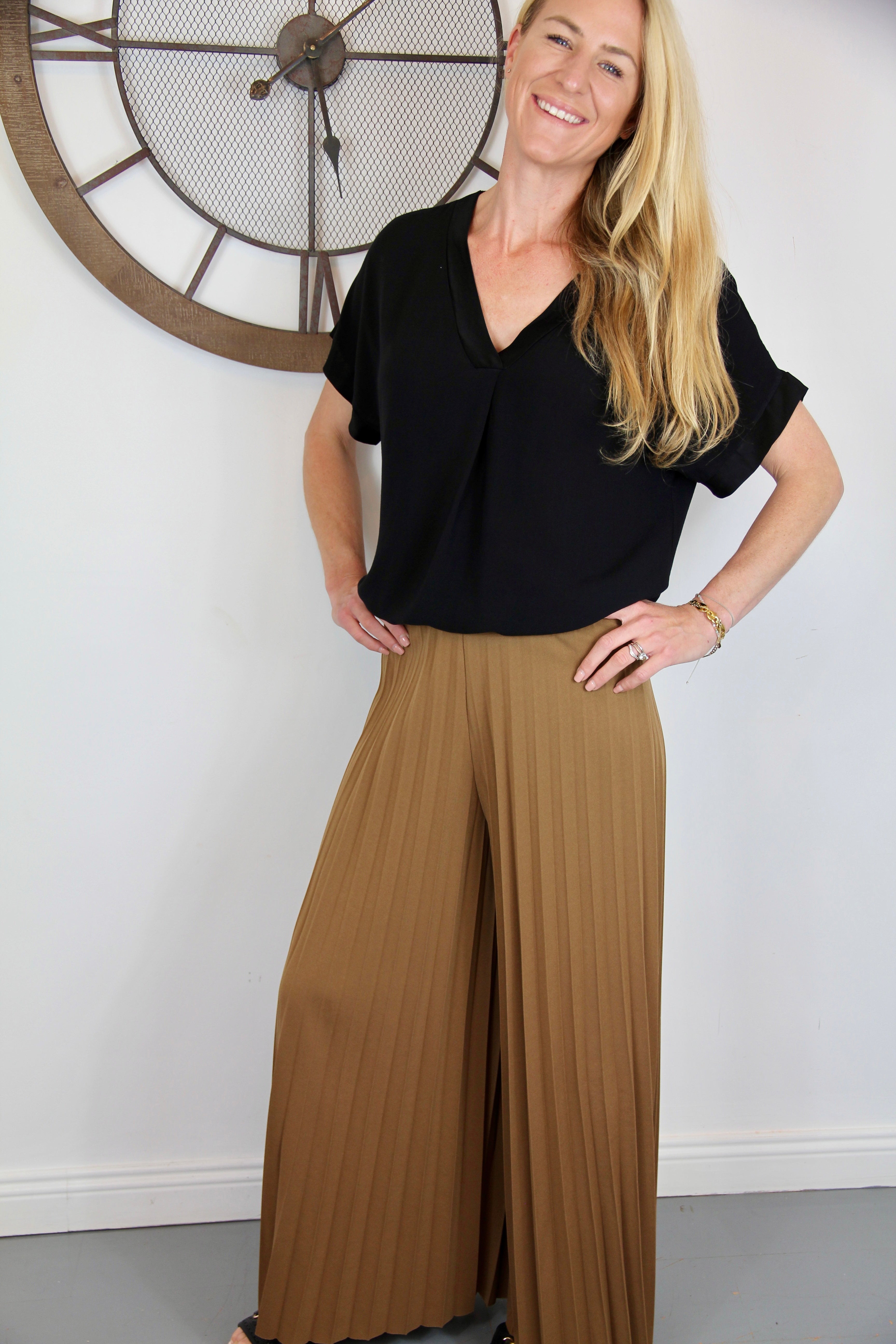 Pleated Wide Leg Trousers