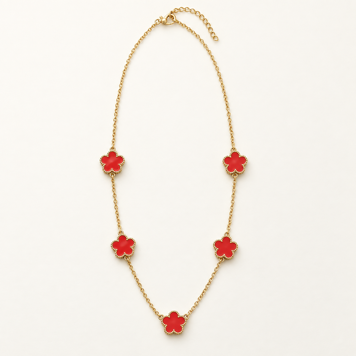 Red Clover Necklace | 18ct Gold Plated Clover Necklace