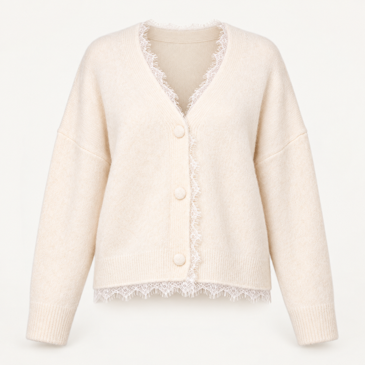 The Avignon Lace-Trim Cardigan