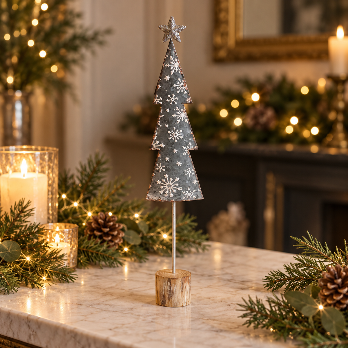 Rustic Metal Snowflake Christmas Tree