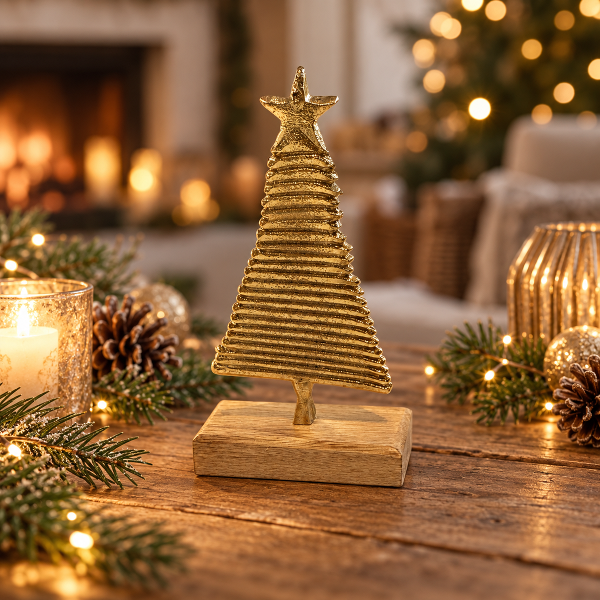 Gold Metal Star Christmas Tree Decoration