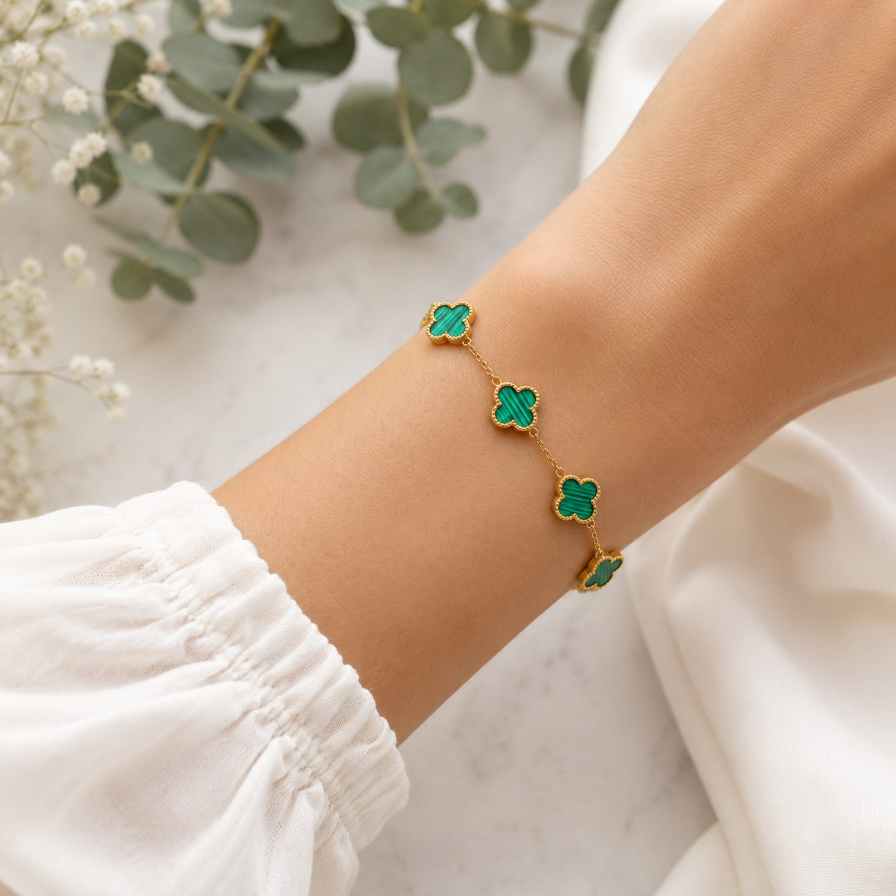 Amara Green Bracelet | 18ct Gold Plated Bracelet