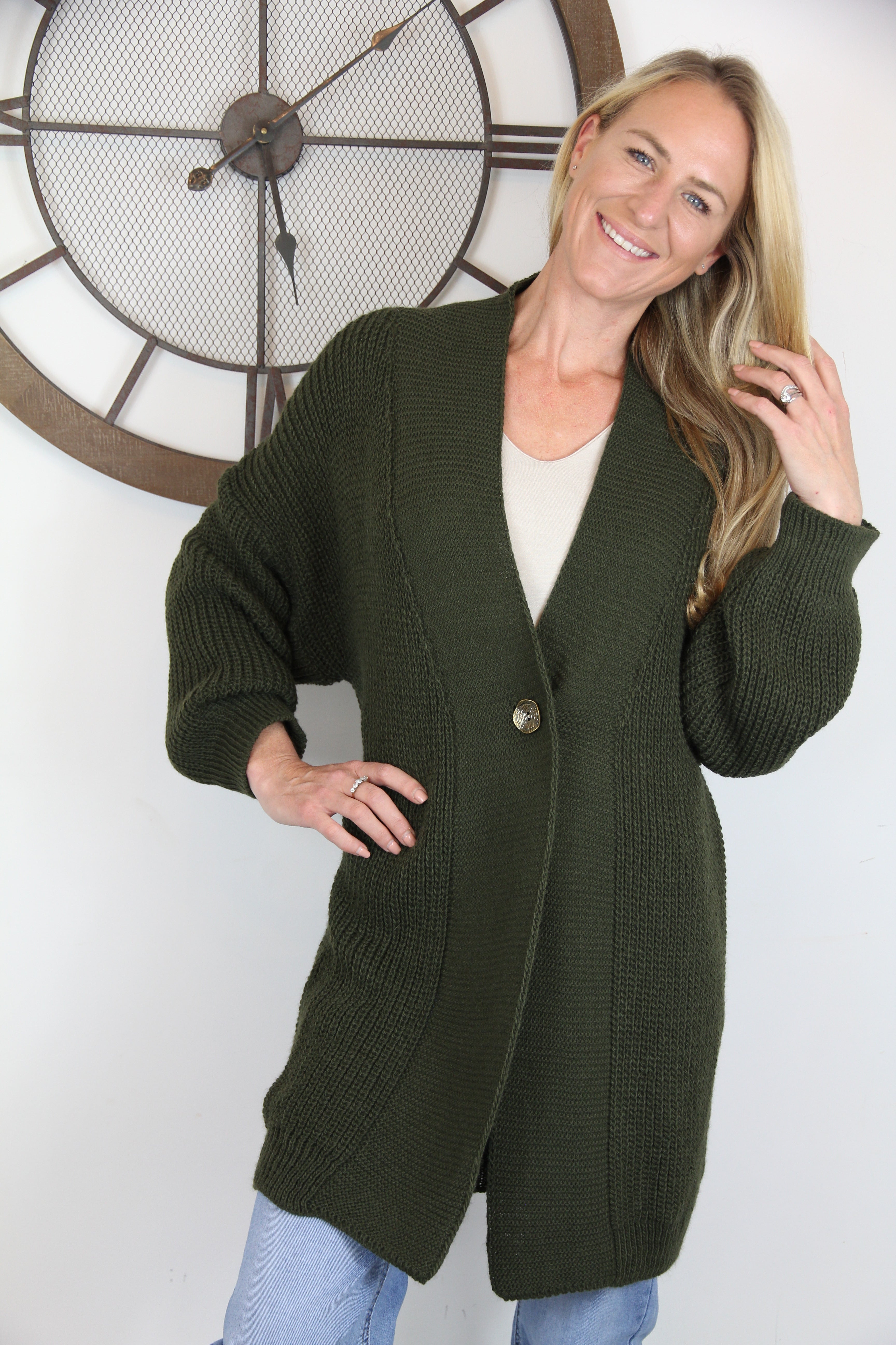 Long Knit button Cardigan