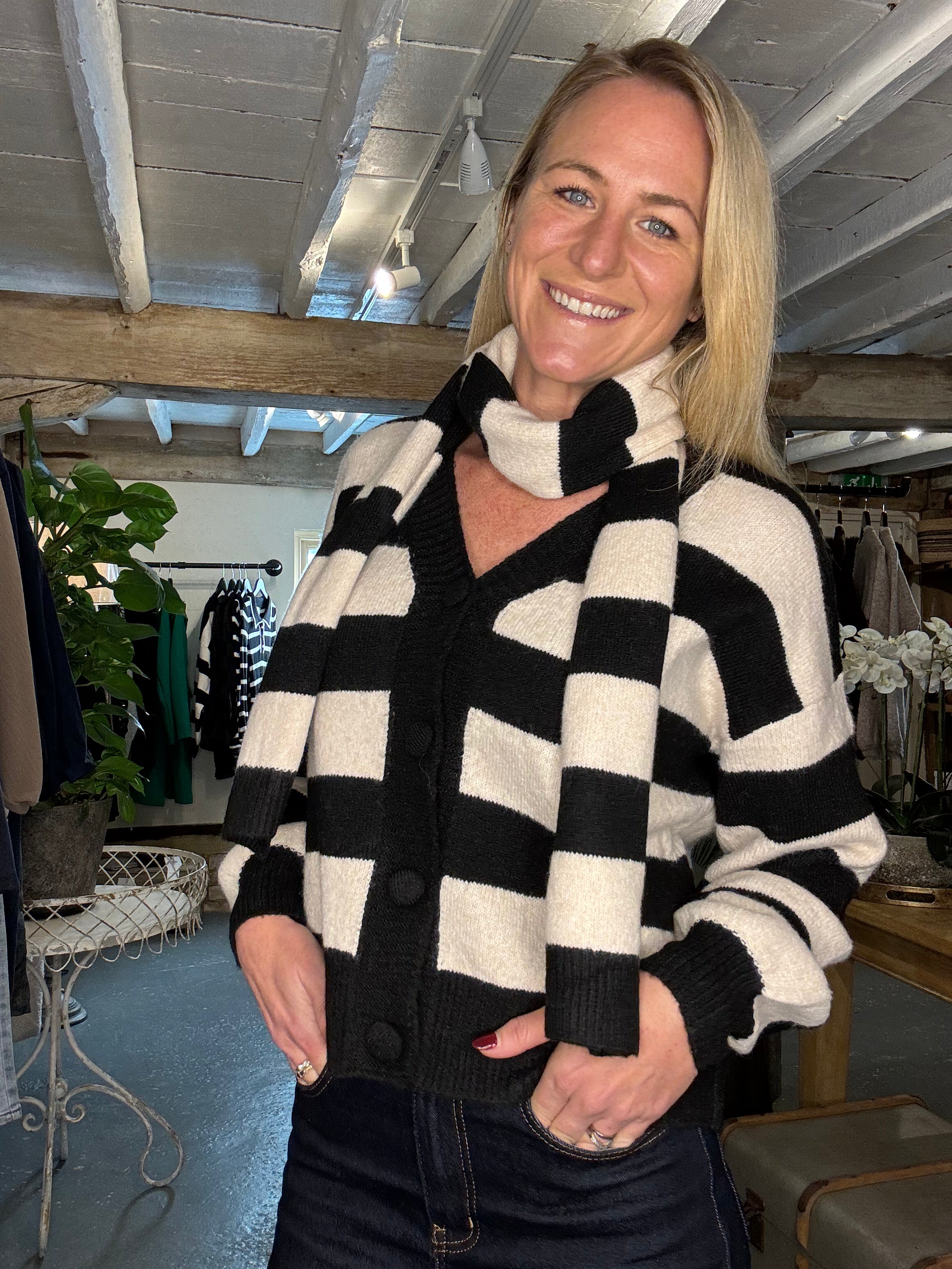 The Mayfair Striped Scarf Cardigan