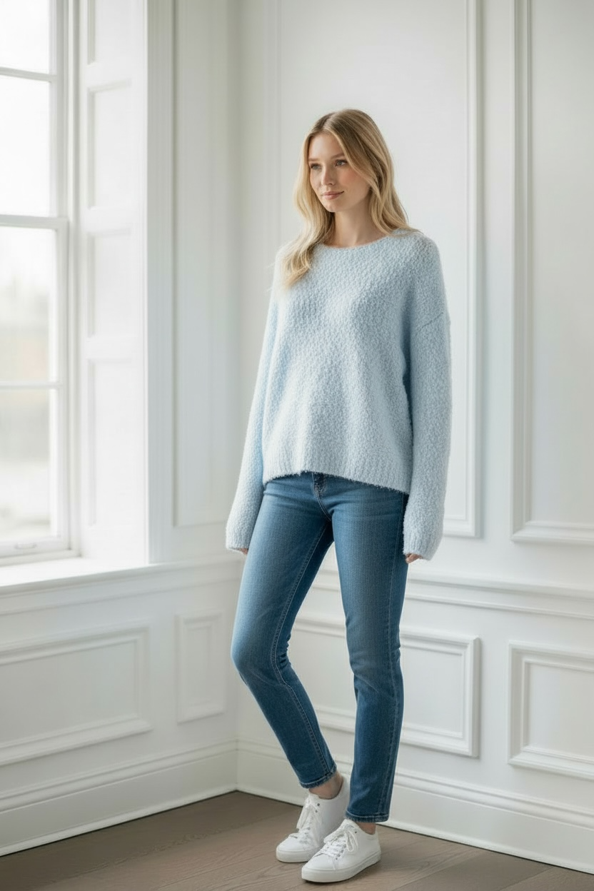 Blue Bouclé Jumper