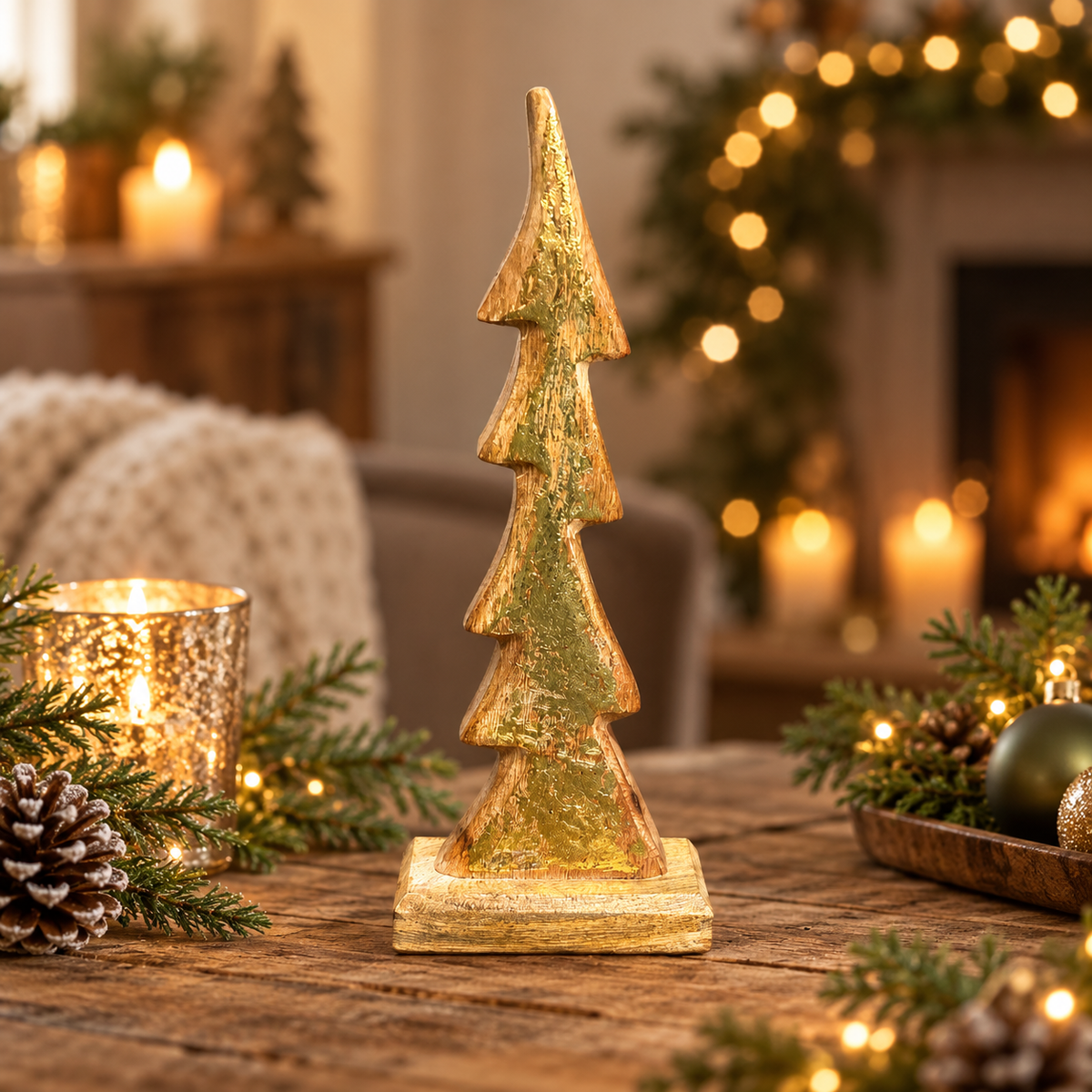 Rustic Gold Wooden Christmas Tree