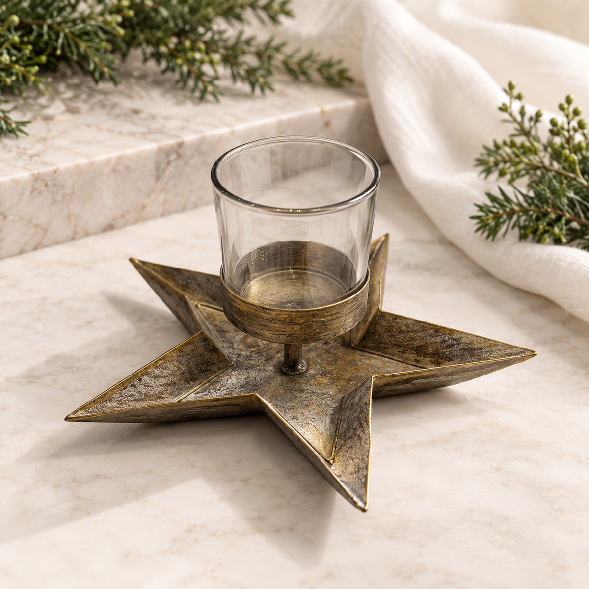 Rustic Metal Star Tealight Holder