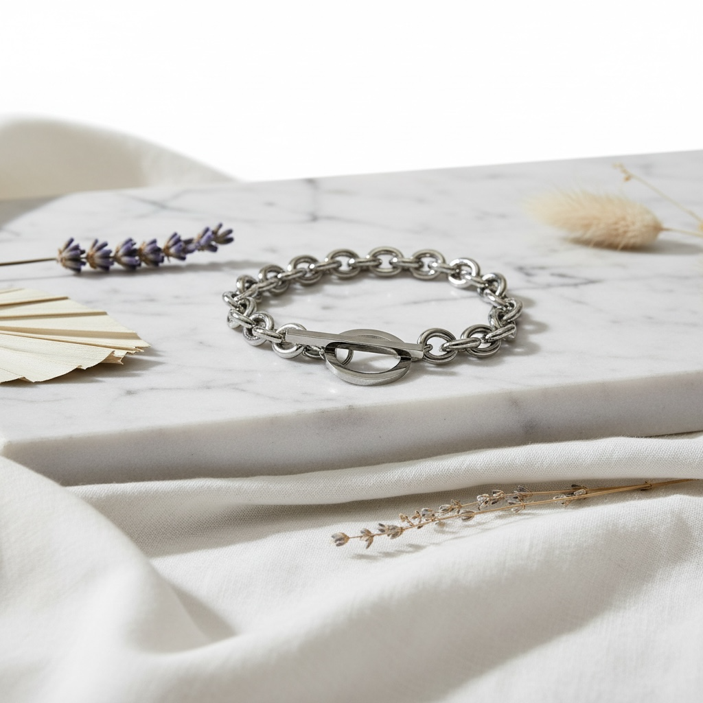 Silver Chain Bracelet | Contemporary Toggle Bracelet