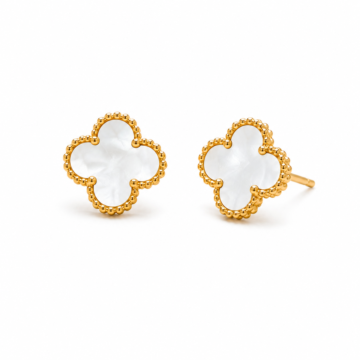 Amara White Earrings | 18ct Gold Plated Stud Earrings