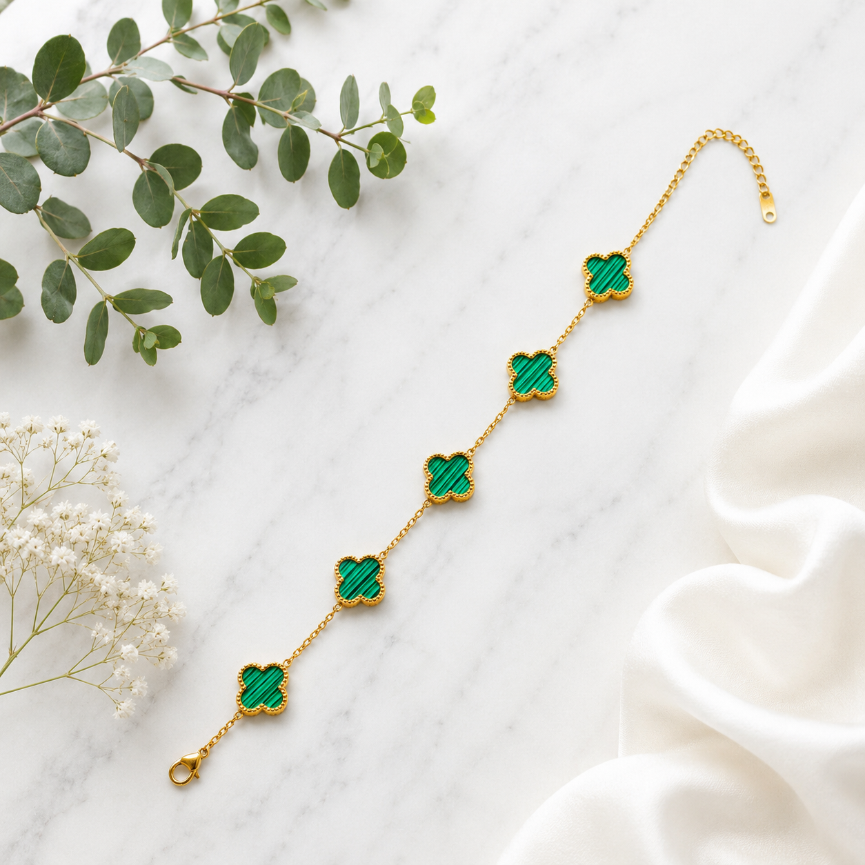 Amara Green Bracelet | 18ct Gold Plated Bracelet