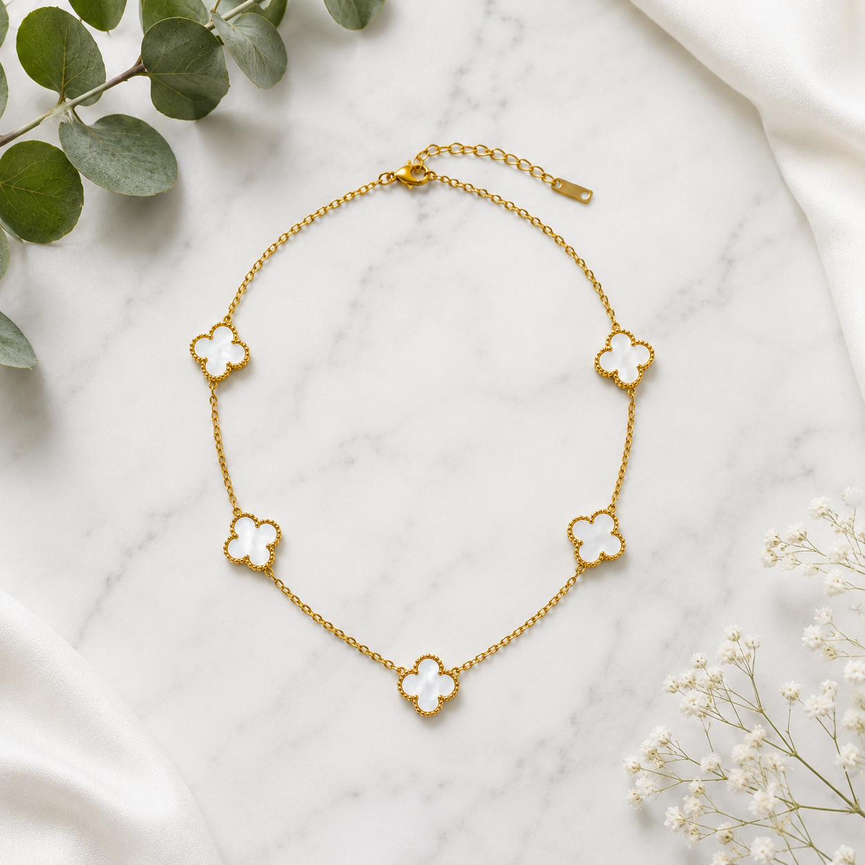 Amara White Necklace | 18ct Gold Plated Necklace