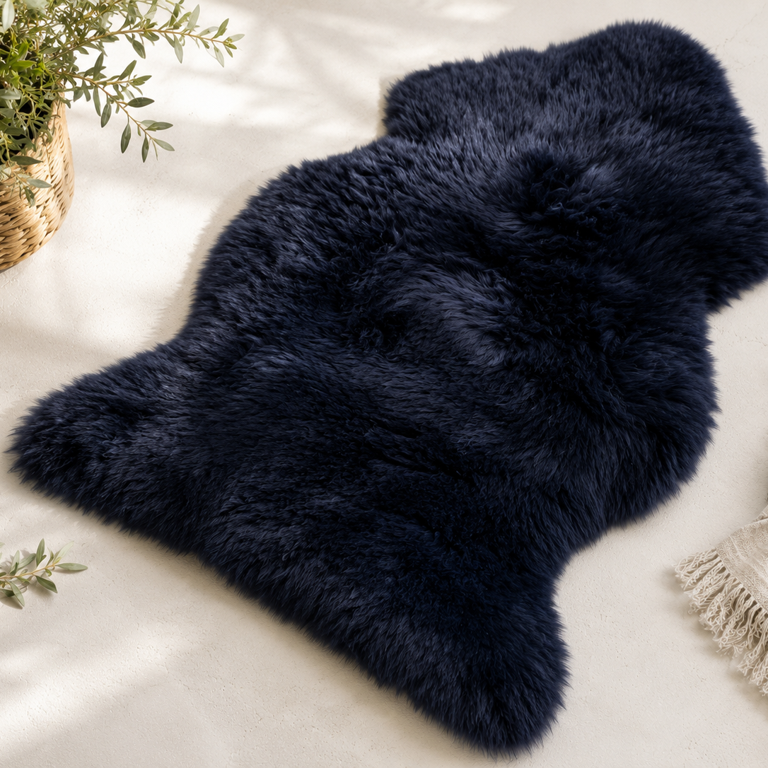 The Navy Sheepskin Rug