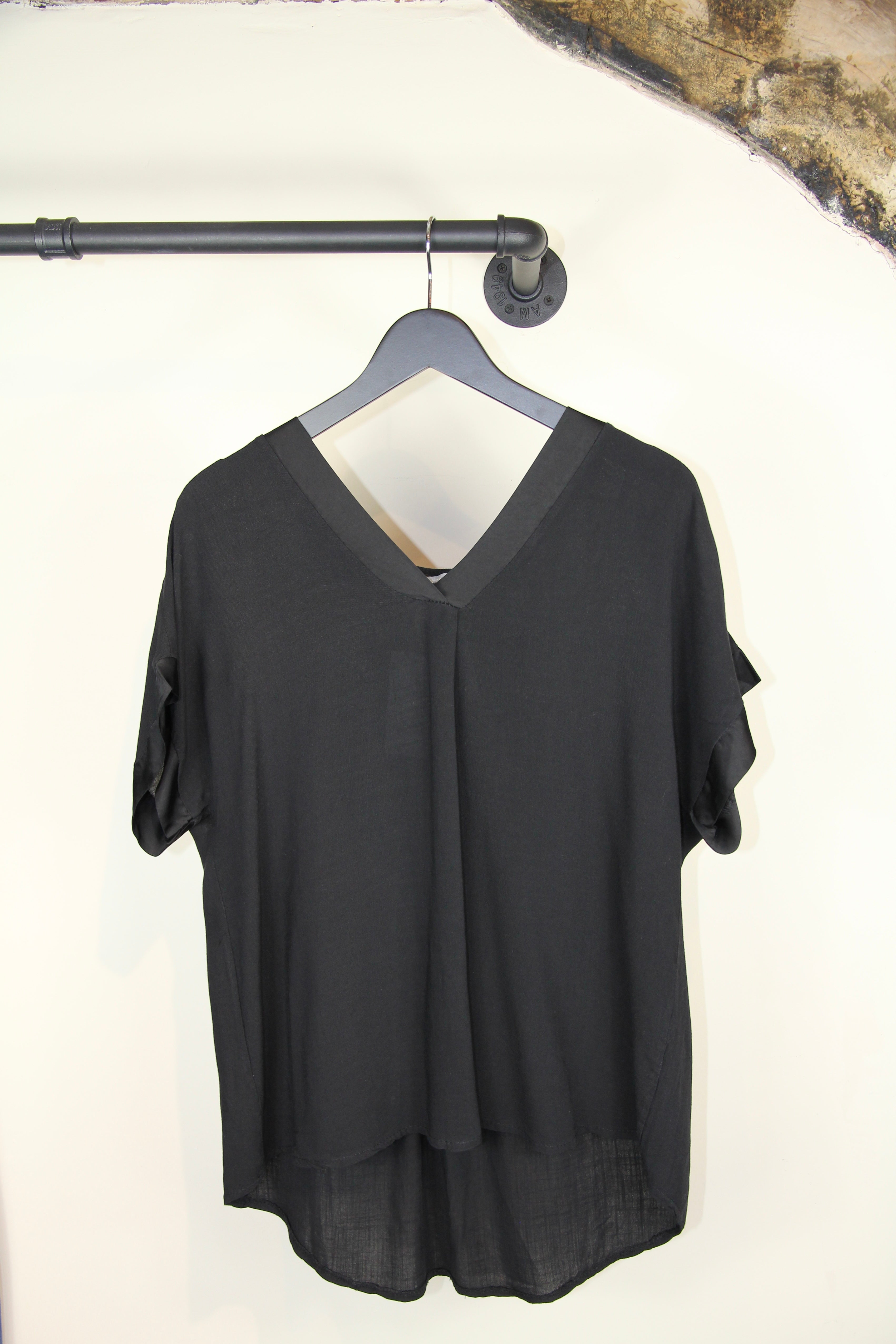 V-Neck Satin Trim Top