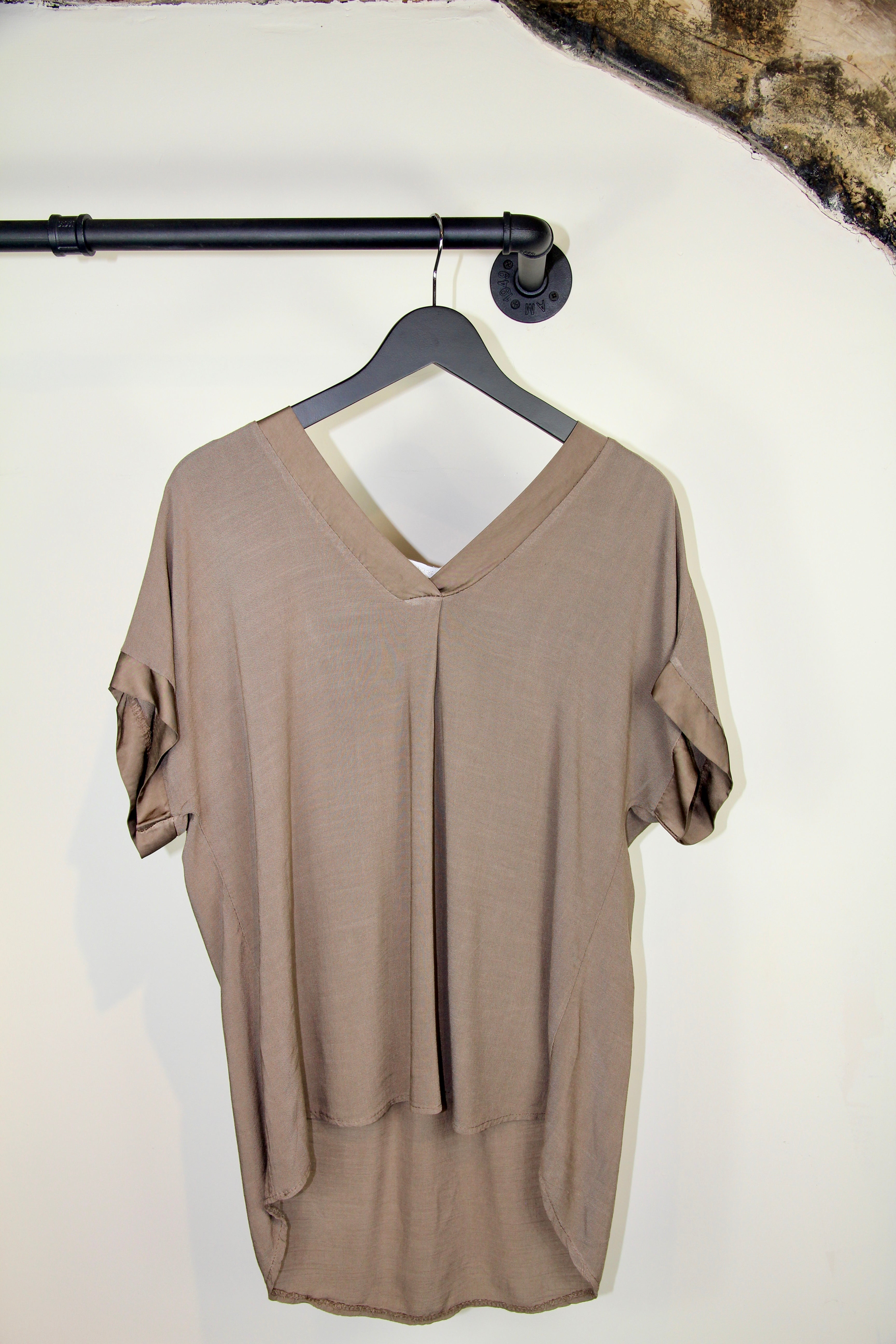 V-Neck Satin Trim Top