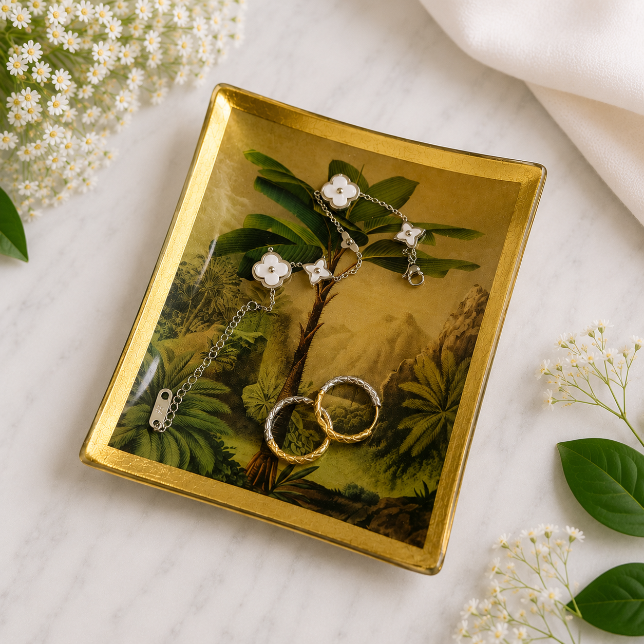 The Palm Glass Trinket Tray