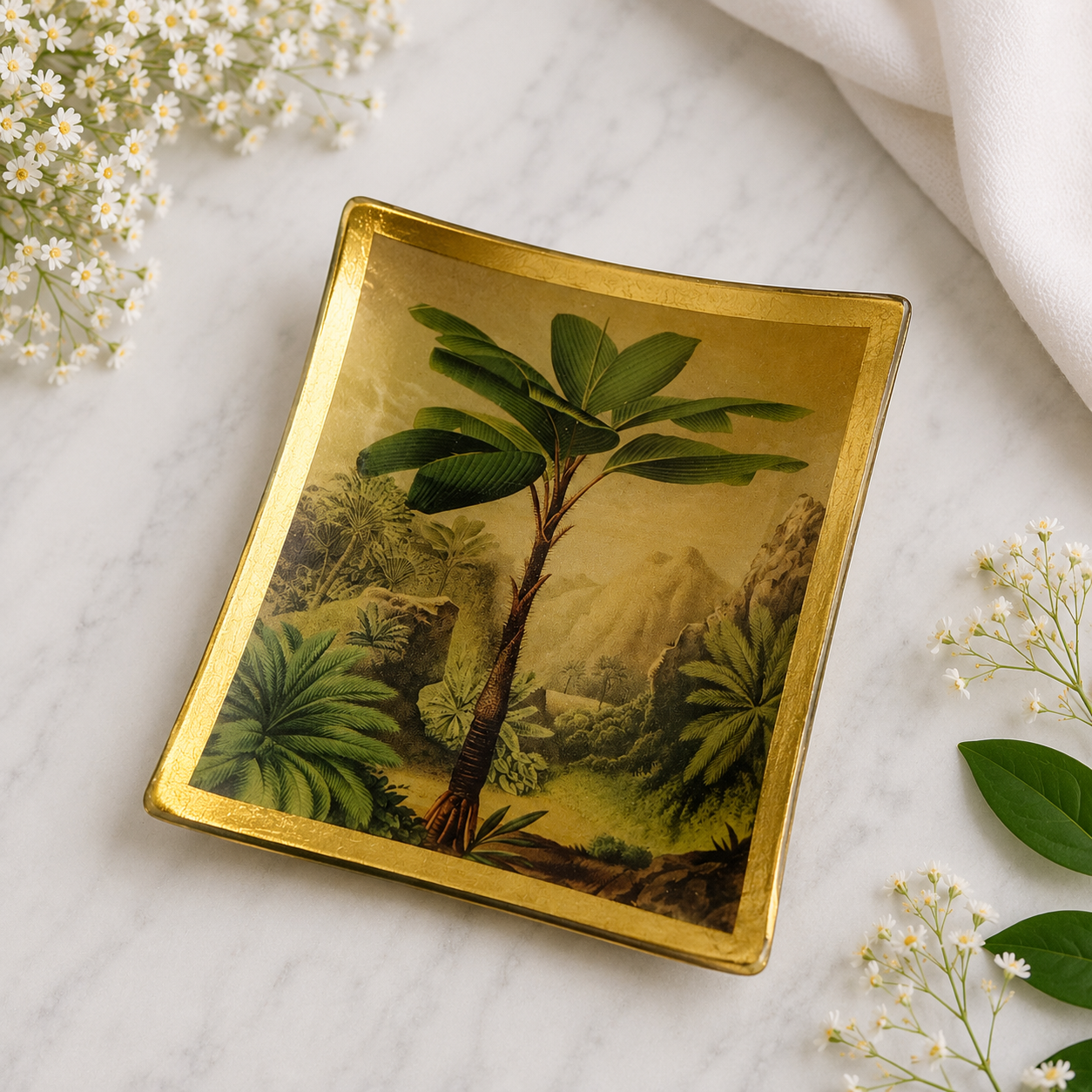 The Palm Glass Trinket Tray