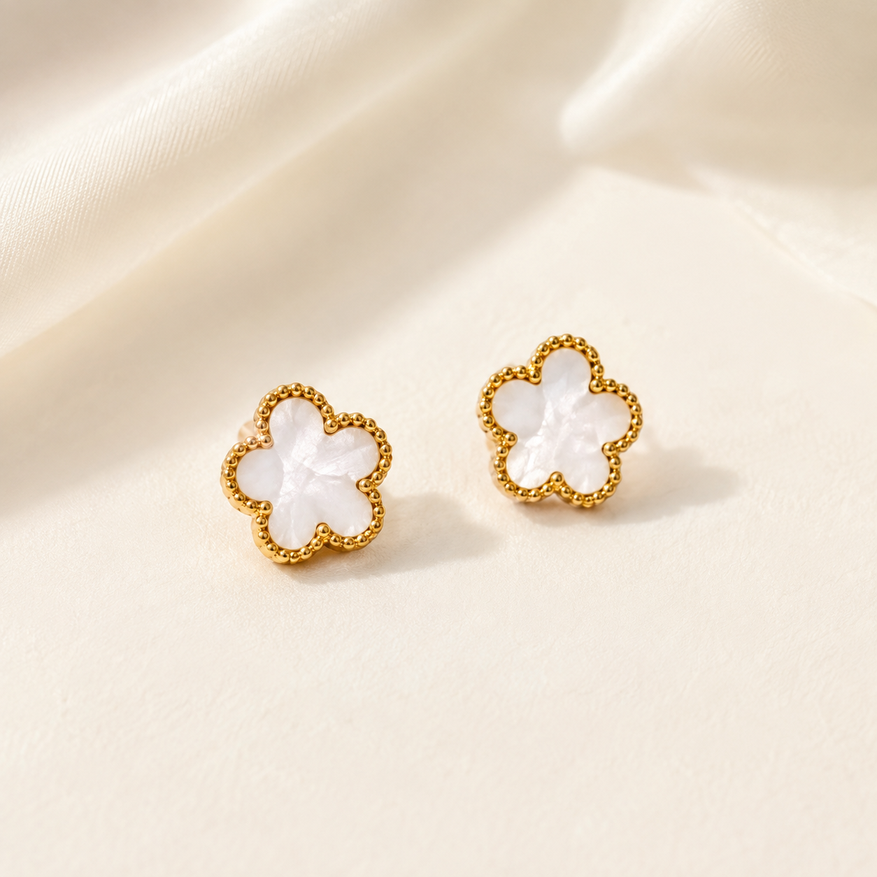 Amara White Earrings | 18ct Gold Plated Stud Earrings